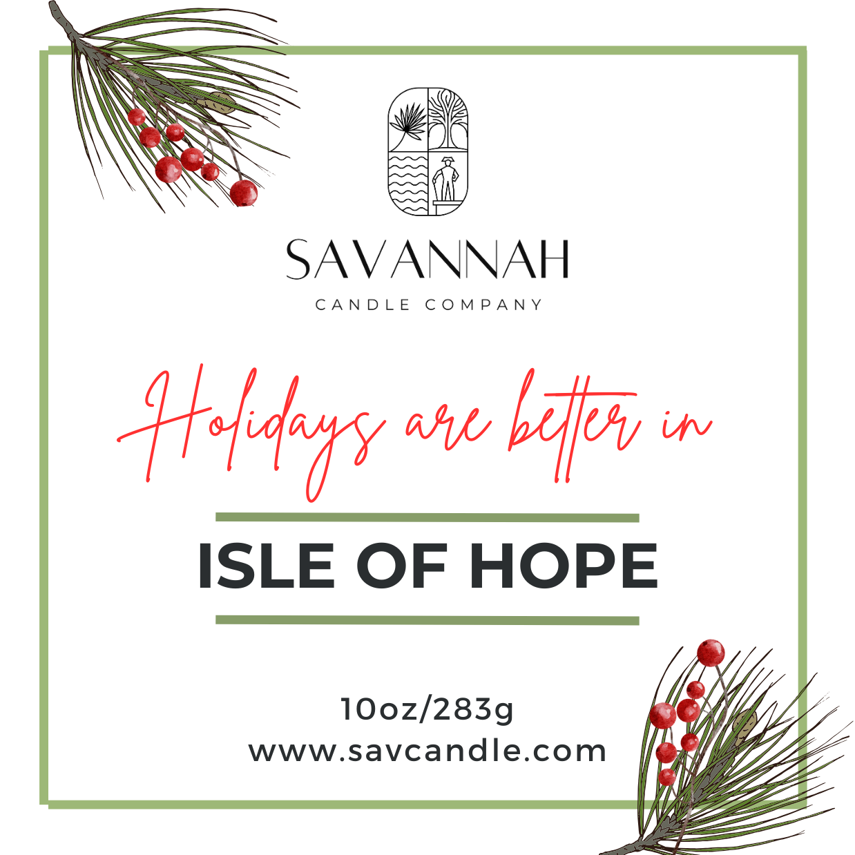 SAVANNAH HOLIDAY - 10oz Matte Sage Glass - Gold Lid