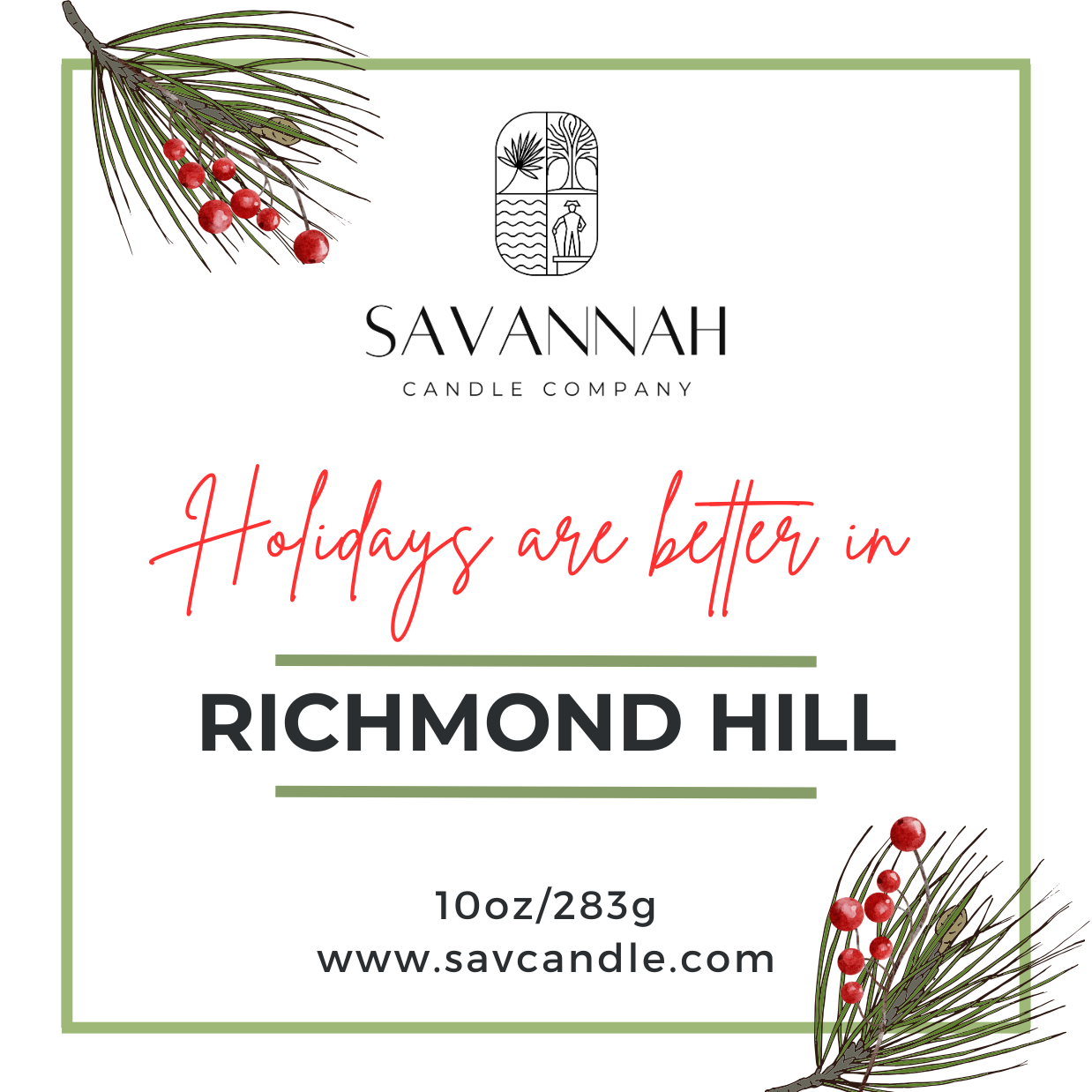 SAVANNAH HOLIDAY - 10oz Matte Sage Glass - Gold Lid
