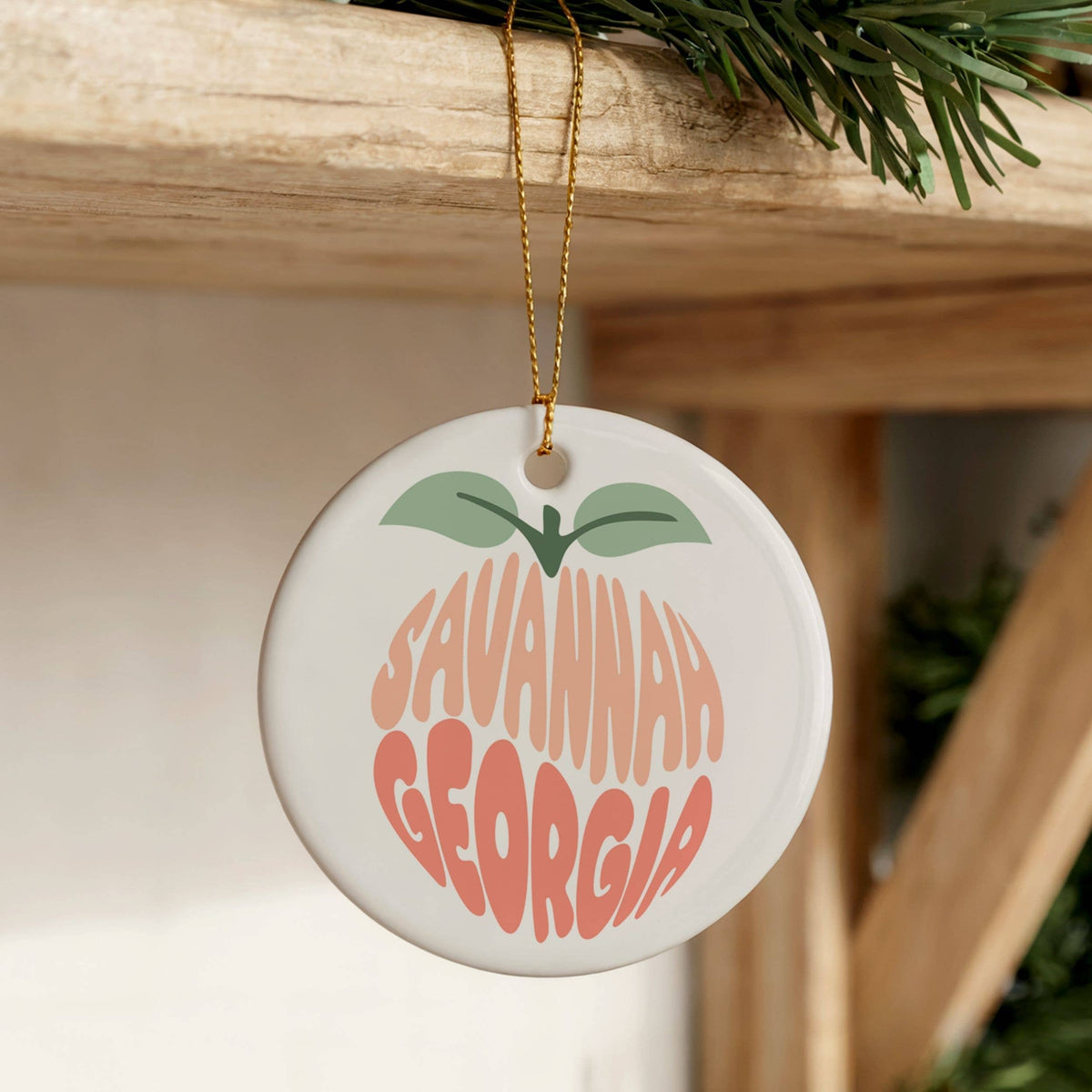 Savannah Christmas Ornament, Georgia Peach Souvenir Gifts