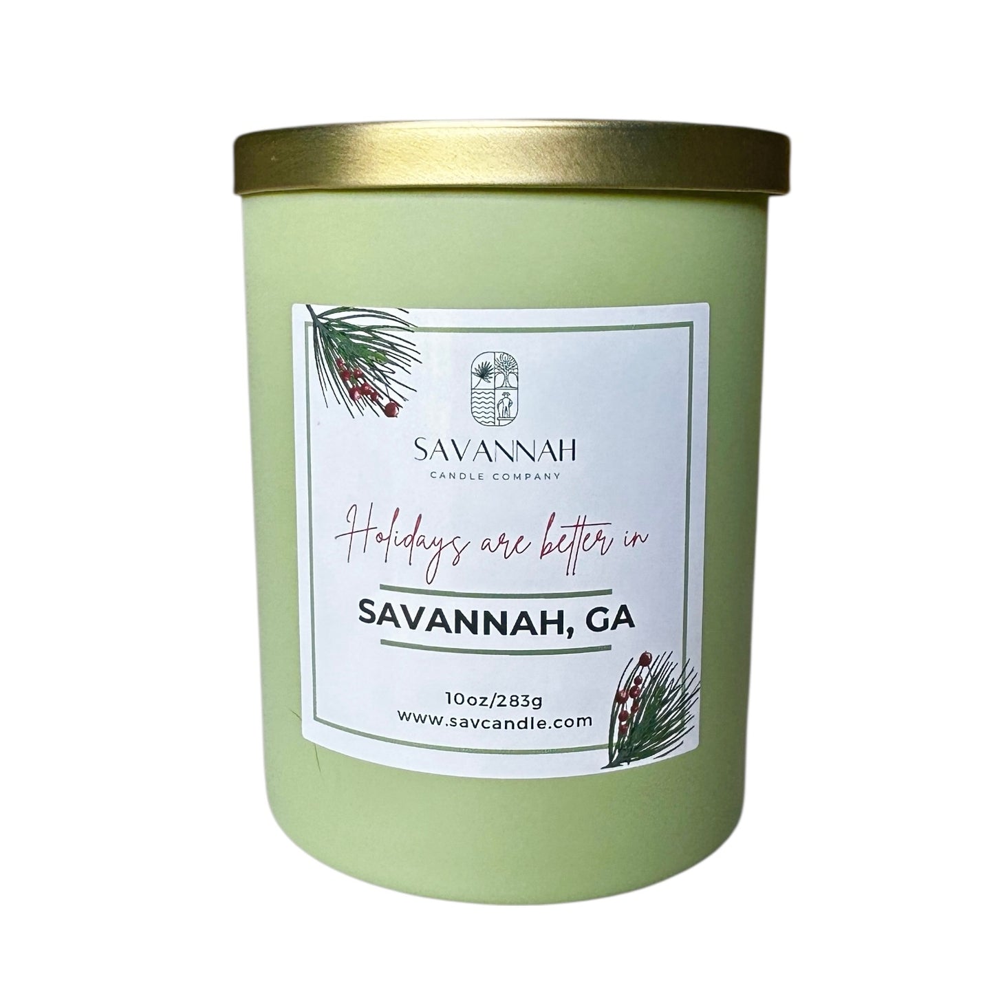 SAVANNAH HOLIDAY - 10oz Matte Sage Glass - Gold Lid