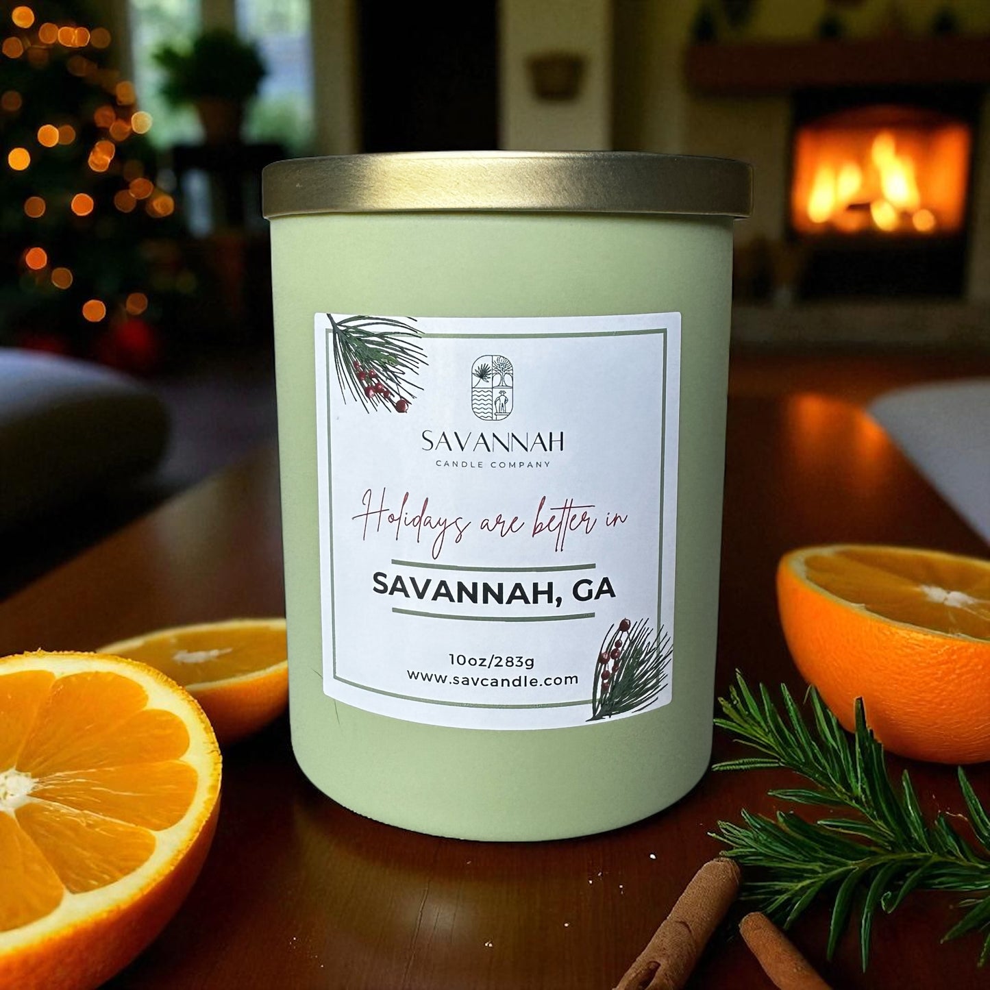 SAVANNAH HOLIDAY - 10oz Matte Sage Glass - Gold Lid
