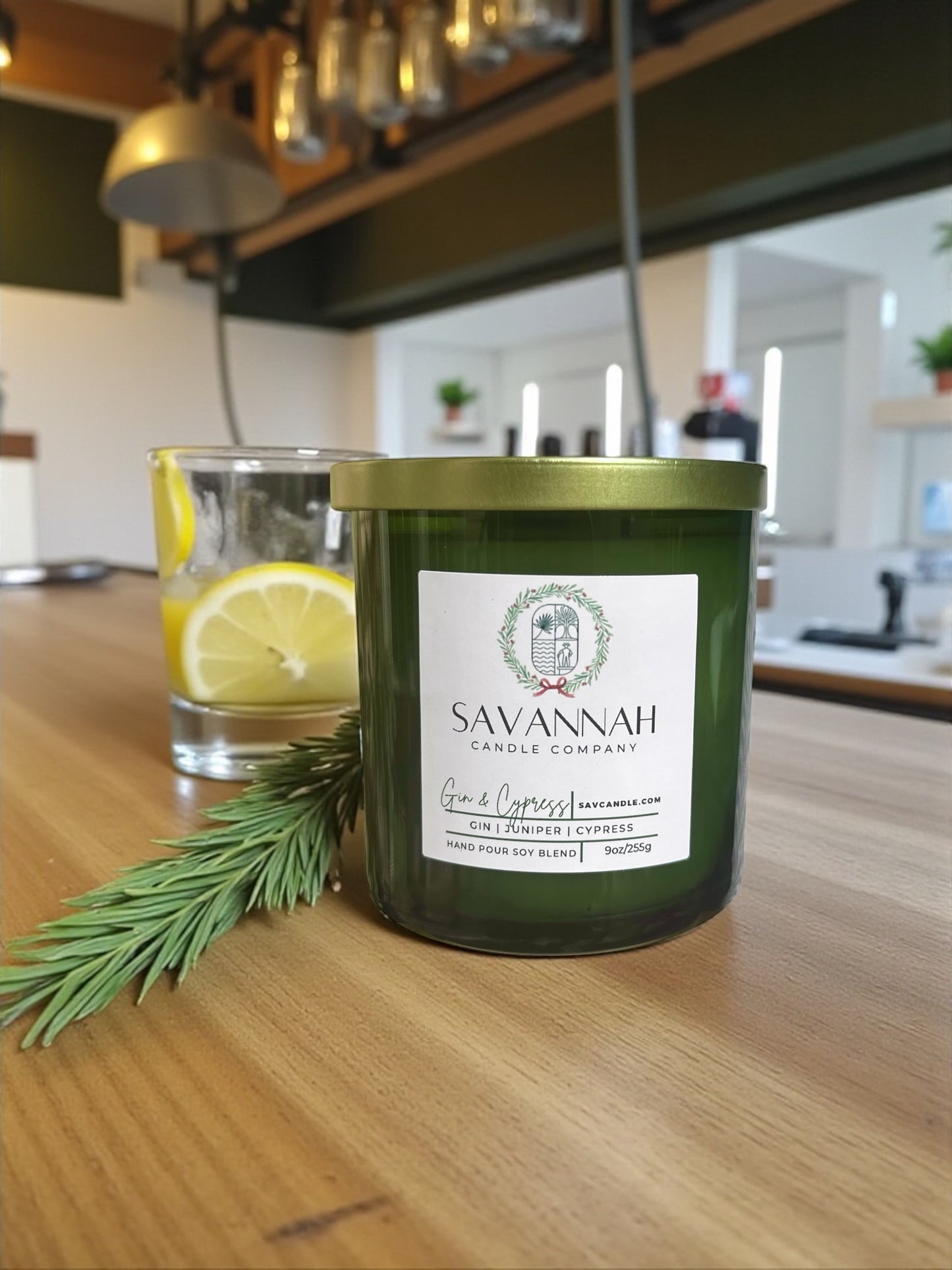 Gin & Cypress - 9oz - Green Glass/Gold Lid - Holiday 2025