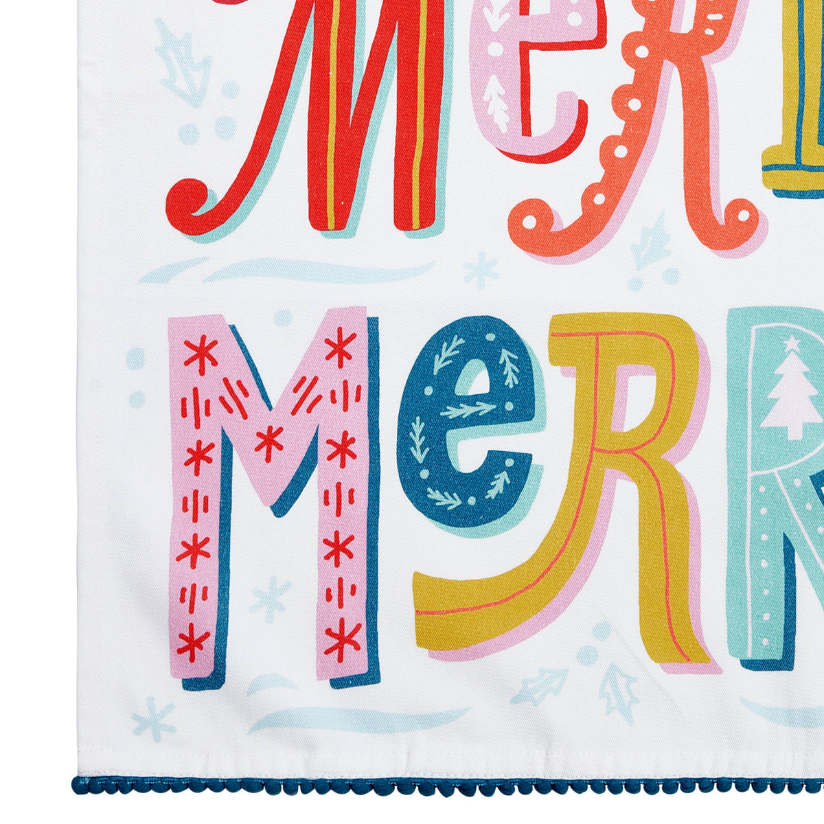Merry Merry w/Pom Poms Kitchen Towel - Angela Staehling