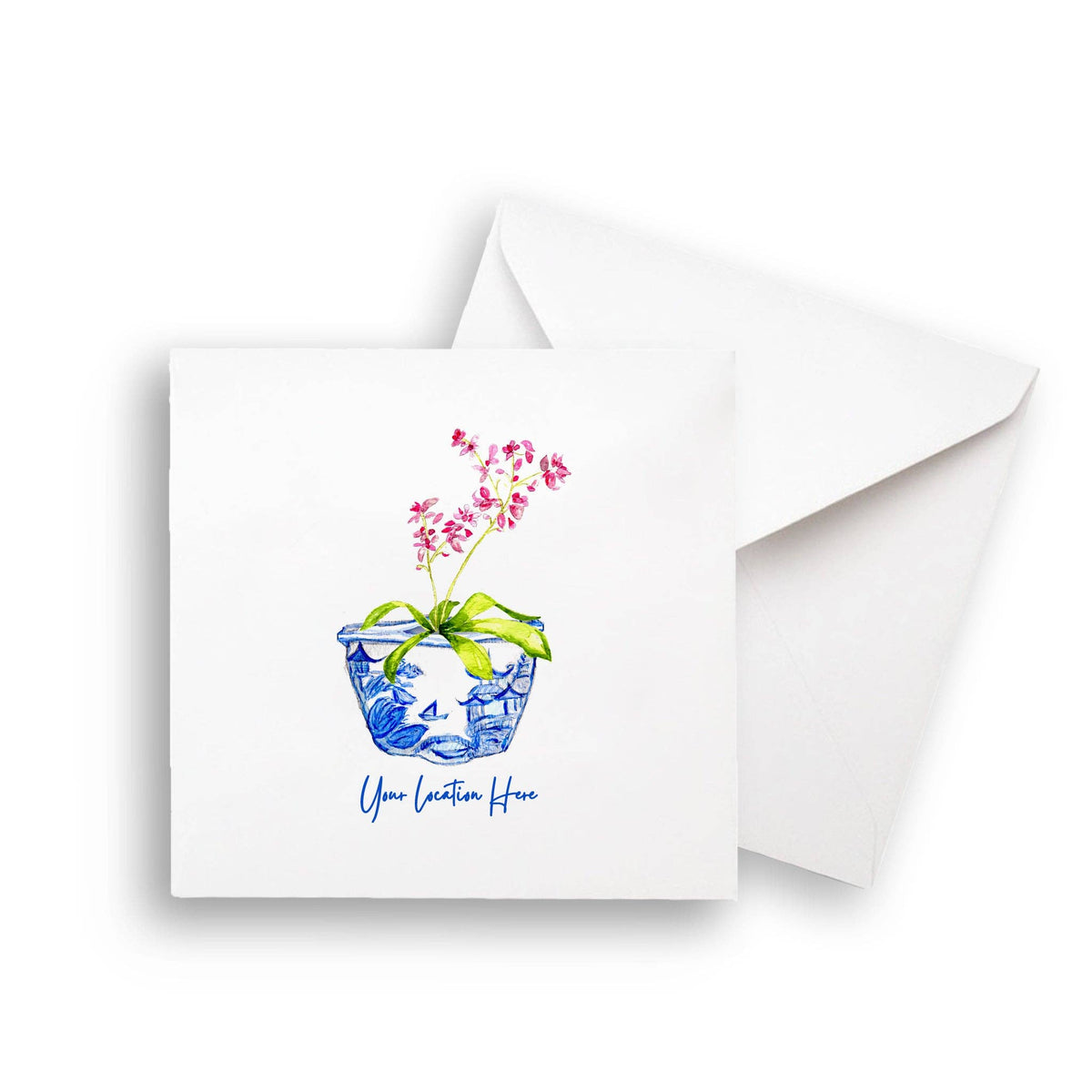 Notecard Bowl with Pink Orchid