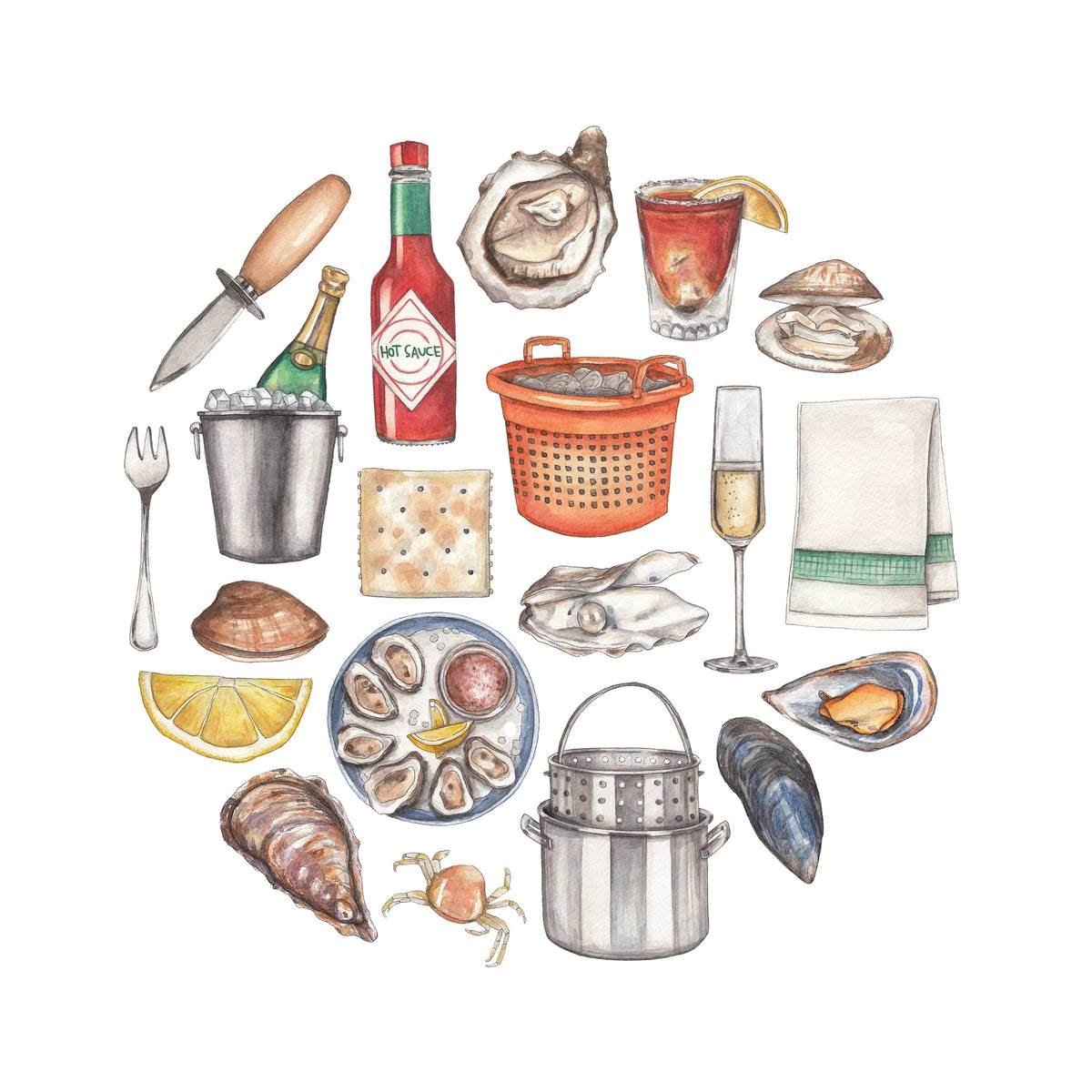 Oyster Watercolor Notecard