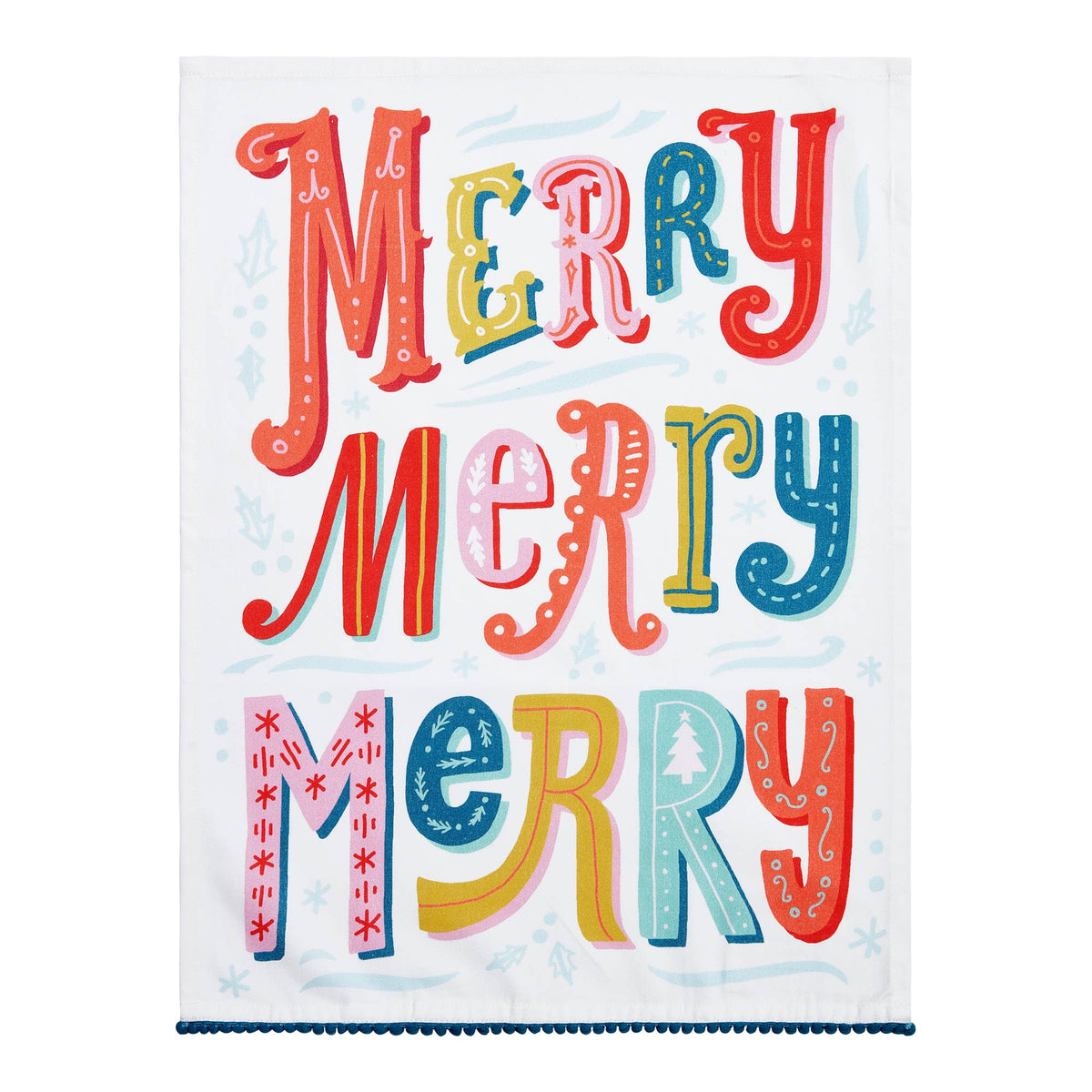 Merry Merry w/Pom Poms Kitchen Towel - Angela Staehling