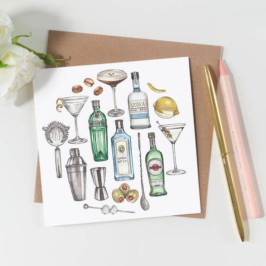 Martini Watercolor Notecard