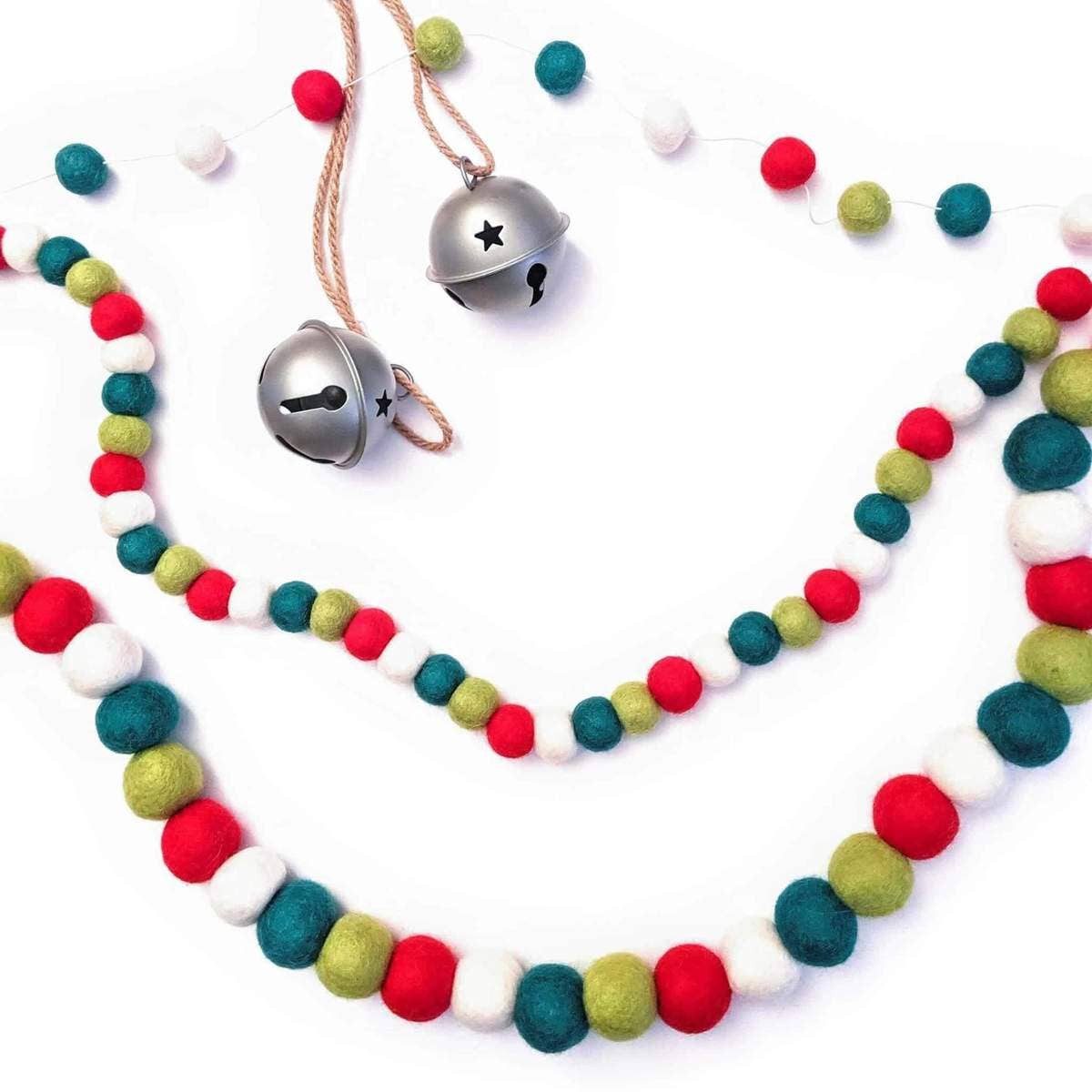 North Pole Holiday Eco Wool Garland Ornament - Christmas: S - 24 beads/8ft (1" beads)