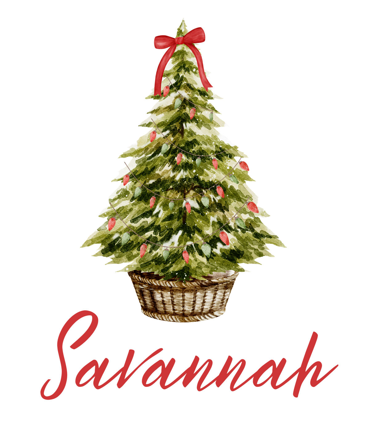 Holiday Tree Watercolor Postcard