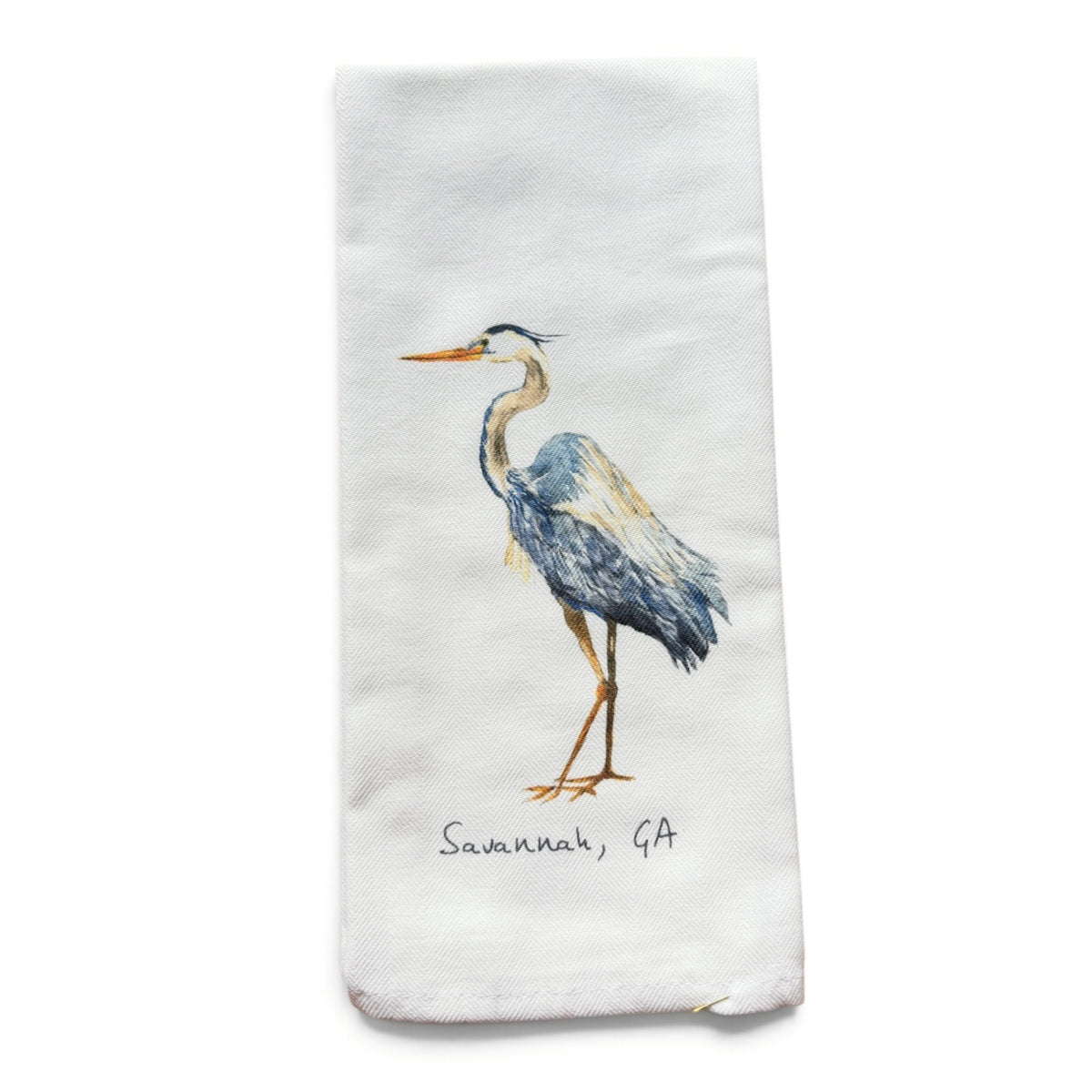 Blue Heron Dishtowel with Savannah, Ga