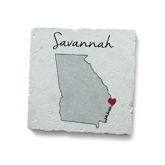 Savannah Customized Heart Coaster: Limestone