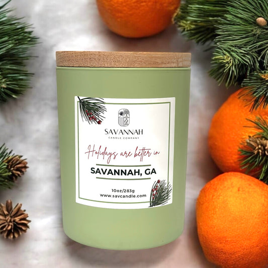 SAVANNAH HOLIDAY - 10oz Matte Sage Glass - Oak Lid