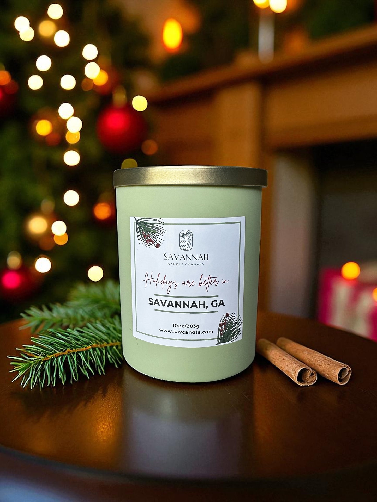 SAVANNAH HOLIDAY - 10oz Matte Sage Glass - Gold Lid