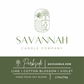 Savannah Candle Company branding and scent label graphic for Parkside, showing the brand name, website, and product details for a hand pour soy blend in lime, cotton blossom, and violet.