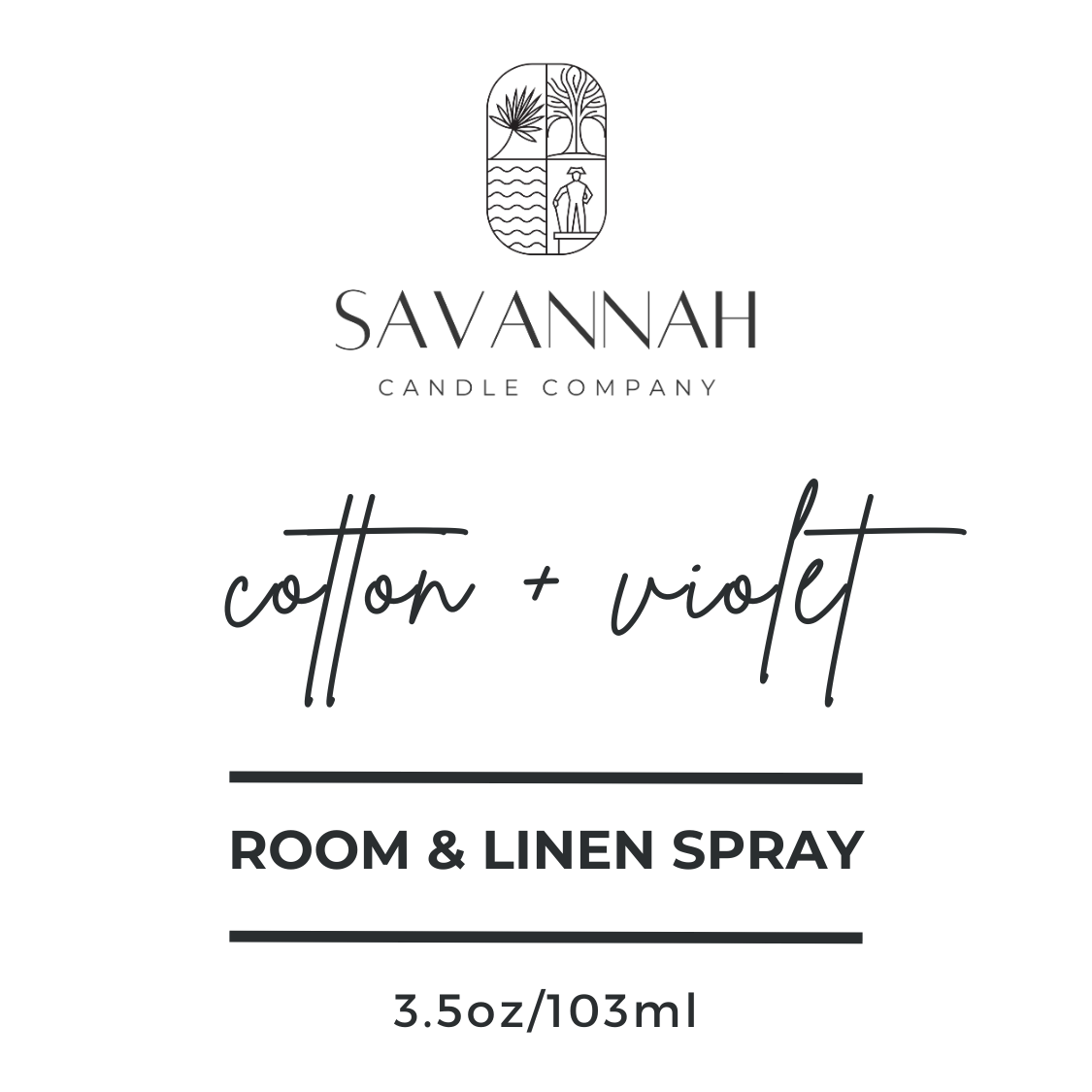 cotton and violet room spray. 3.5 ounces.  The smell of freshly dried sheets with a touch of violet and cotton blossom.