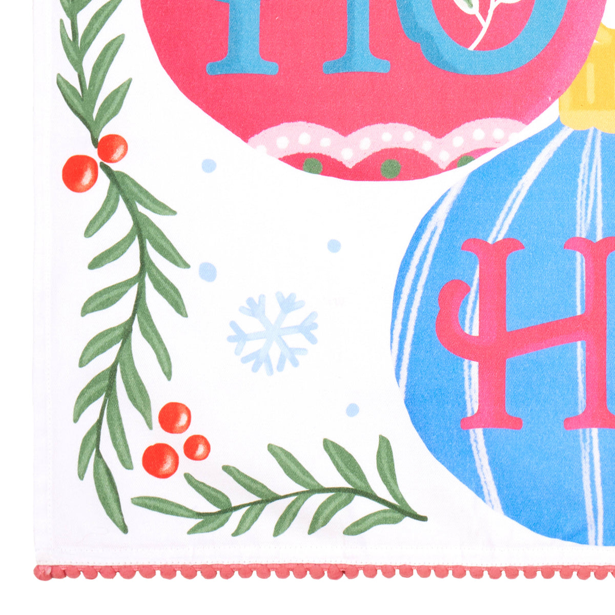 Ho Ho Ho w/Pom Poms Kitchen Towel