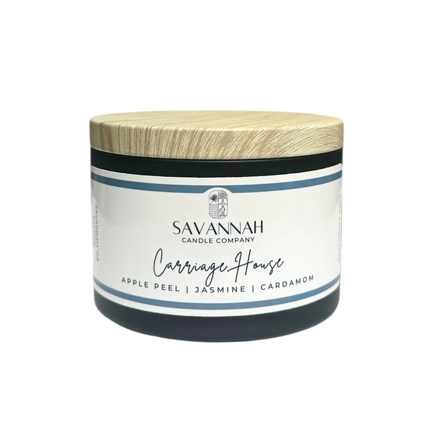 Savannah Candle Company candle with wooden lid on a white background